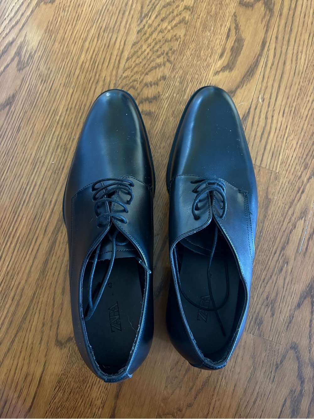 Zara Black Leather Lace-Up Derby Shoes